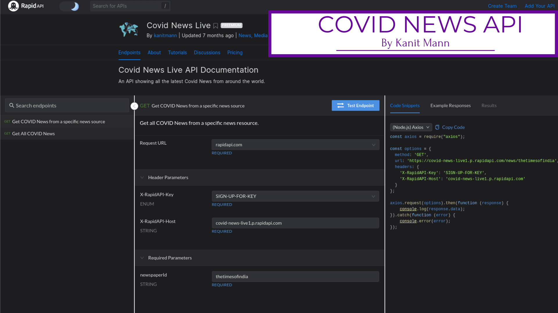 COVID News API